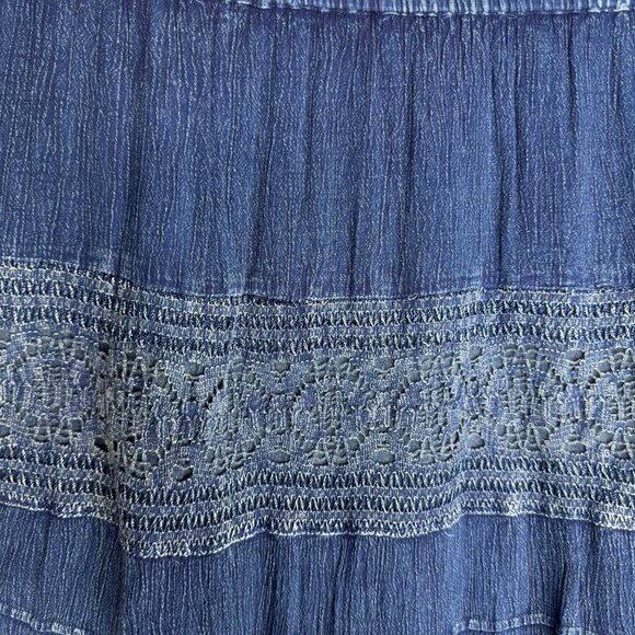 Studio West Sz XL Blue Lace Western Cottagecore Boho Skirt Stretchy Lined - Picture 2 of 7